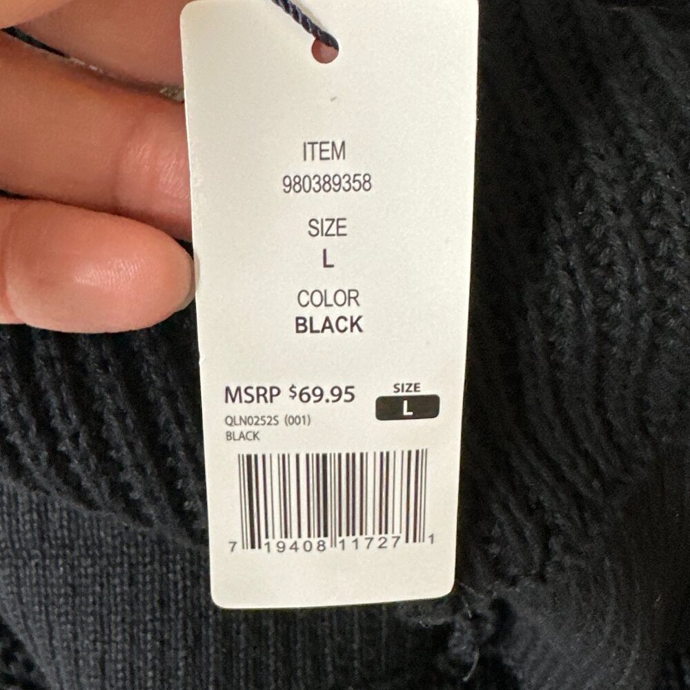 NWT Gap Womens 100% Cotton Tortoise Button Oversized Black Cardigan Size Large - Picture 9 of 11